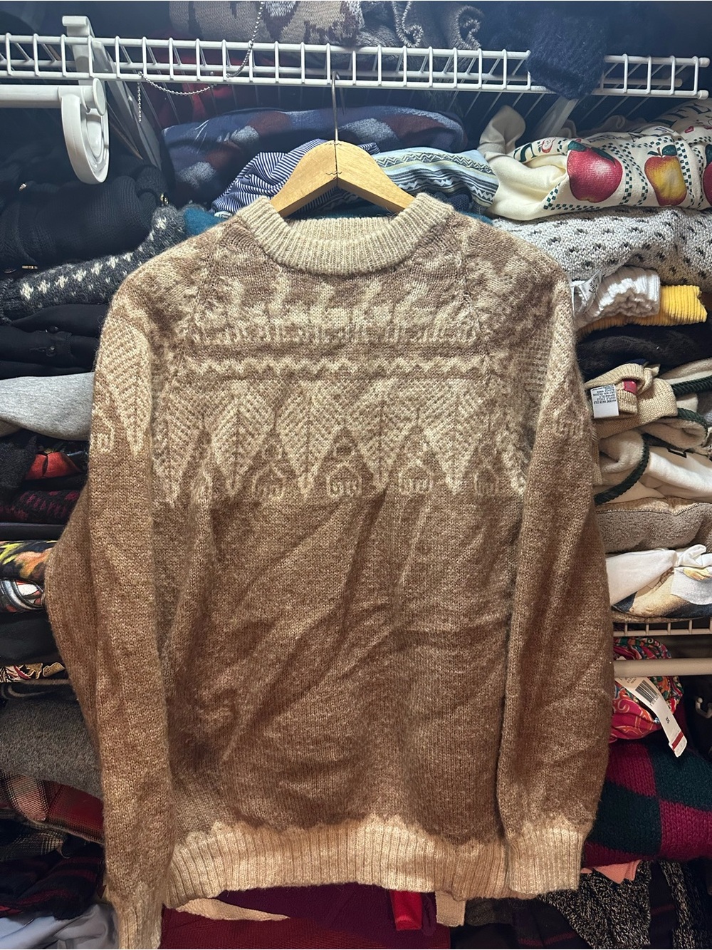 Vintage Alpaca Connection Handmade Native Pattern Knit Sweater Size Large